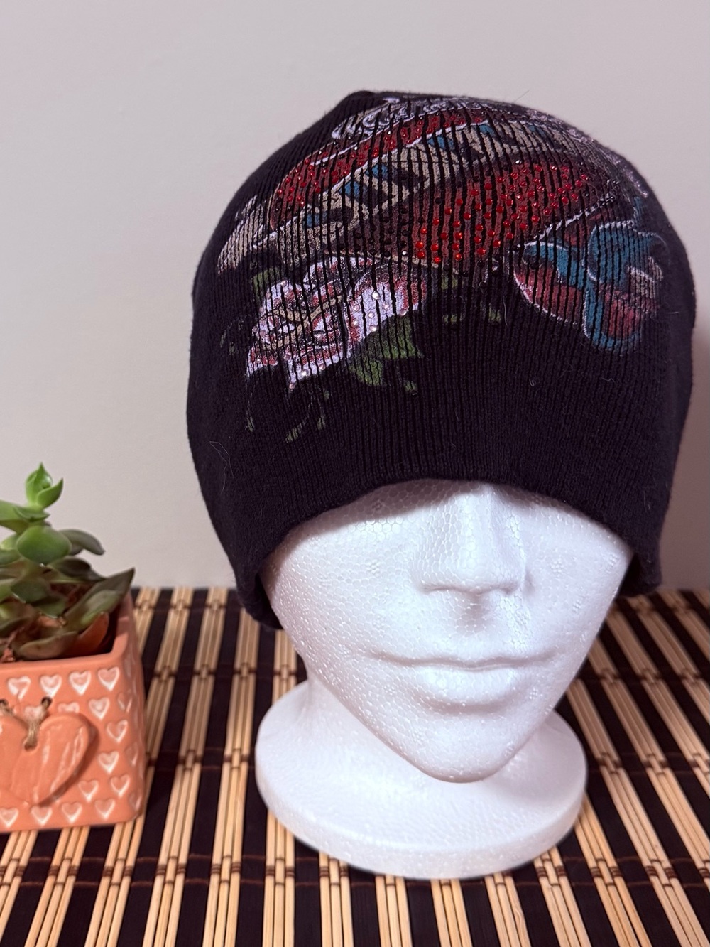 Vintage Sinful by Affliction Black Knit Beanie Toque Tattoo inspired Hat